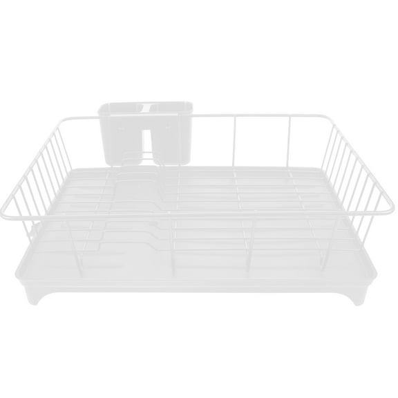 SEWOART Kitchen Dish Drainer Rack in White PP, Large Capacity with Cutlery Organizer