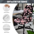 thumbnail image 6 of ZIATUBLES Desk Office Chair Covers Stretchable Removable Computer Rotating Chair Slipcover with Snap Button Stylish Furniture Protector Cover for High Back Chair Seat Backrest, L, Peach Blossom Black, 6 of 7