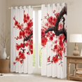 thumbnail image 2 of jejeloiu Plum Blossom Blackout Curtains Set of 2 (52x84 Each),Rustic Flowers Window Curtains,Red Floral Curtains and Drapes For Men Women,Breathable Home Decor, 2 of 6