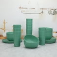 thumbnail image 2 of Mainstays 30-Piece Green Etched Checkered Plastic Dinnerware Set, Includes 10 Plates, 10 Bowls, 10 Tumblers, 2 of 17