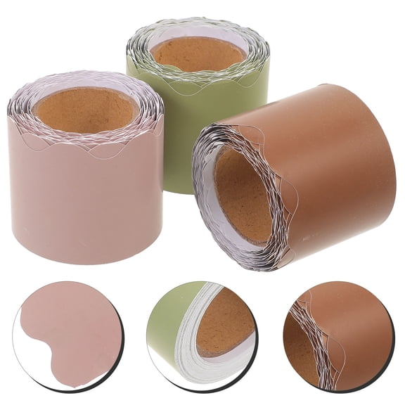 UPOUART 3 Rolls of Scalloped Bulletin Board Borders in Assorted Colors for Educational Use