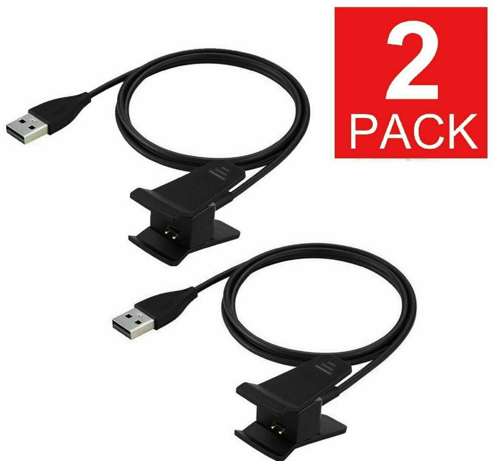 2PCS USB Charger Dock Adapter Charging Cable Cord for Fitbit Charge 3 Bracelet 
