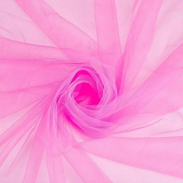 2,2 yardas de tul rosa intenso, 1,8 yardas de tela de crepé gasa transparente de 0,1 mm de ancho, rollo de malla de gasa de red de chinlon