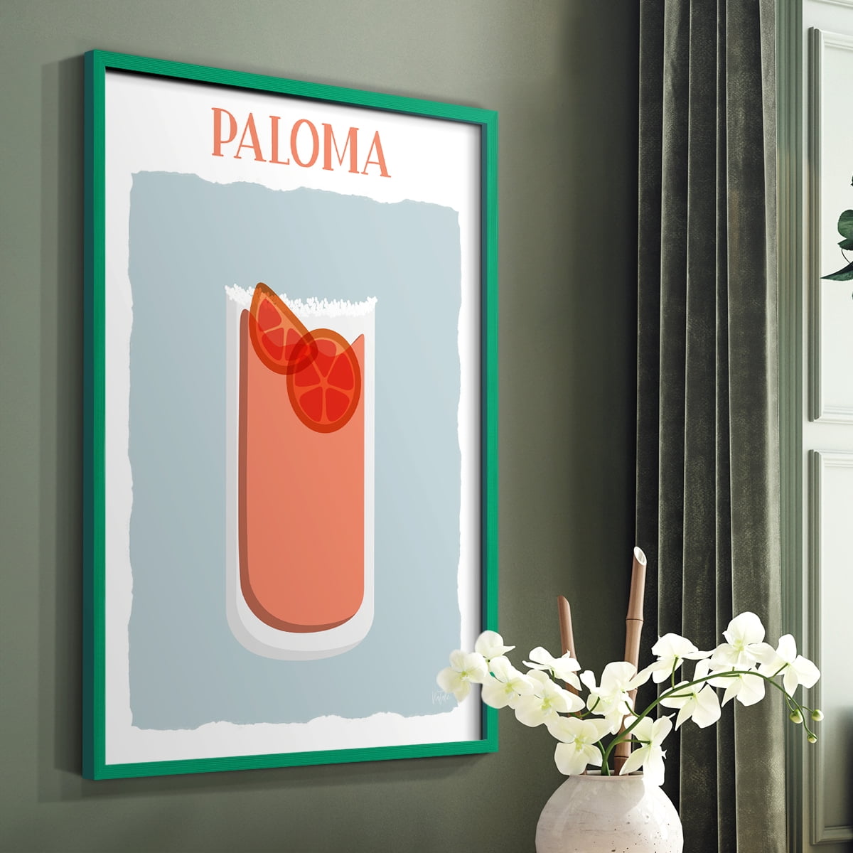 Paloma in Green Solid Wood 11 x 14 Framed Print