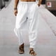 thumbnail image 1 of Ceisia Men's All-Season Linen-Like Pants - Gift Solid Color Drawstring Thin Breathable Polyester Casual Trousers, 1 of 4