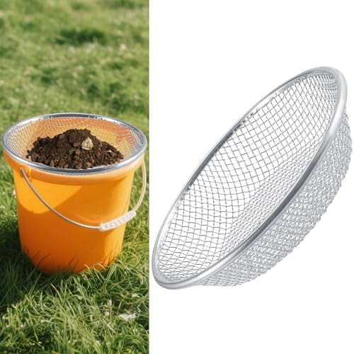 Sifter.Size 1/4" Mesh Soil Sifter Sieve - Heavy Duty Galvanized Screen for Compost, Dirt, Rocks, Gravel & Garden - Fits 5 Gallon Bucket, Rust-Resistant - Composting & Sifting Tool