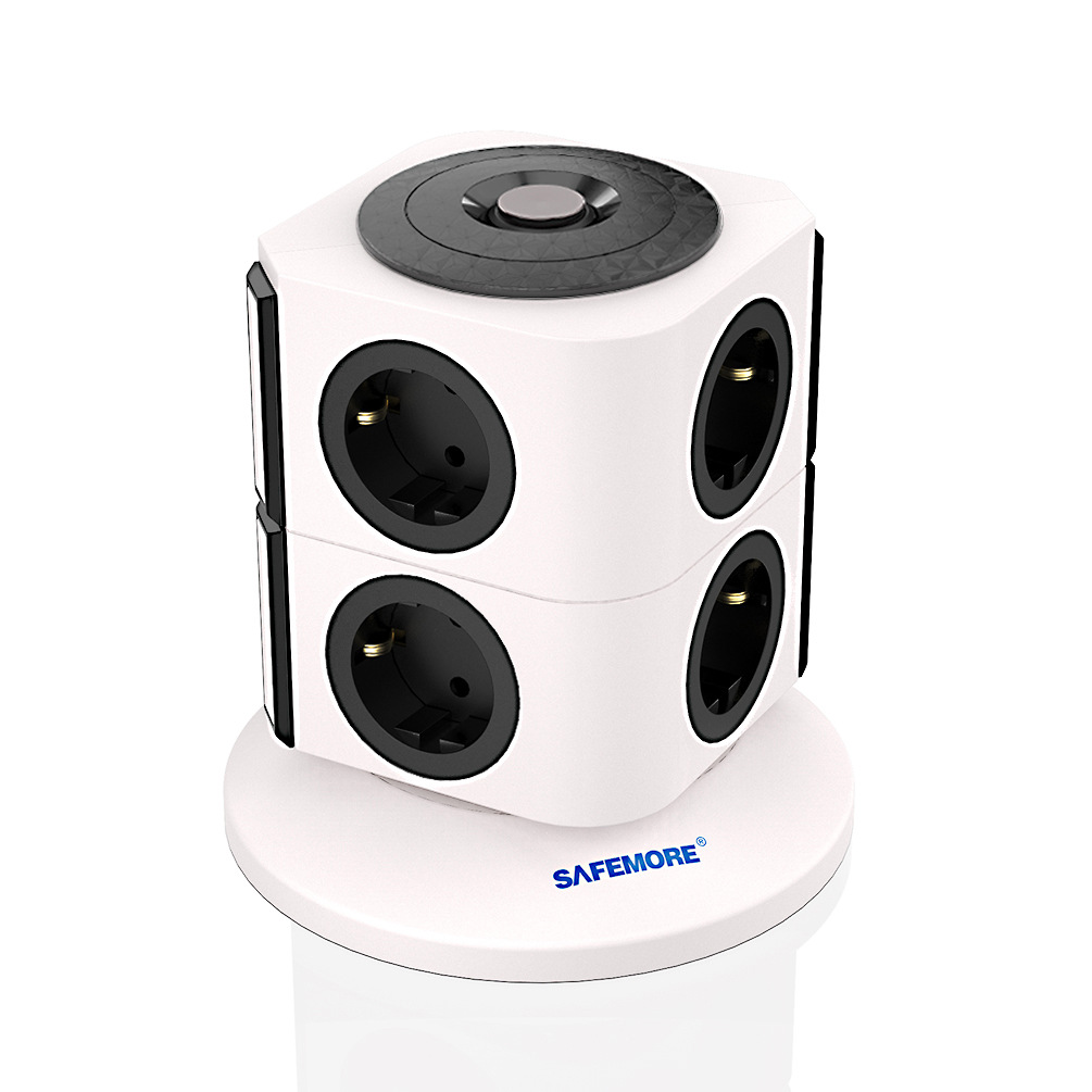 2500W Tour Multiprise Électrique,Tour Multiprise Parafoudre avec 5 Prises et 4 Ports USB,Multiprise USB avec interrupteur - Bricolage