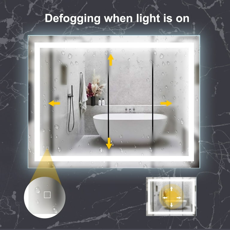 HAUSCHEN HOME 36 x 28 inch LED Lighted Bathroom Wall Mounted