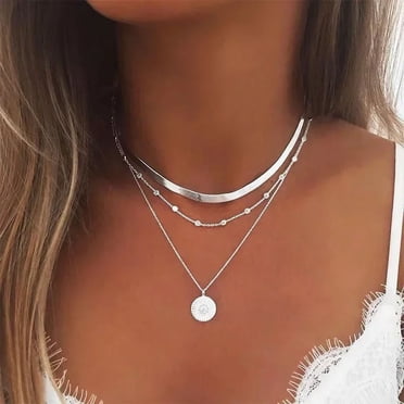 925 Sterling Silver Three-Layer Round Necklace for Women Simple Snake Chain Charm Ball Chain Party Gift Women‘s ExquisiteJewelry