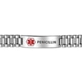 thumbnail image 2 of Penicillin Identification Medical ID Band Link Bracelet for Men 8.5 Inch Stainless Steel Custom Engraved, 2 of 5