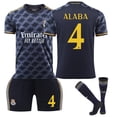 thumbnail image 1 of 2324 Camiseta de fútbol visitante del Real Madrid No. 7 Vinicius 5 Bellingham 10 Modric conjunto de camisetas para niñosAlaba talla 4 con calcetines a juego, 1 of 3