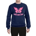 thumbnail image 2 of Wild Bobby, Butterfly Pink Ribbon Faith Hope Love, Breast Cancer Awareness, Unisex Crewneck Graphic Sweatshirt, Navy, Large, 2 of 5