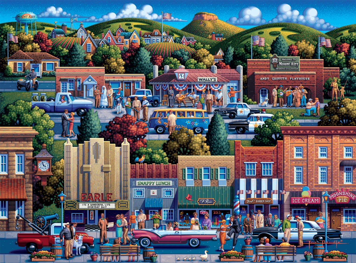 Buffalo Games 1000-Piece Mount Airy, NC Mayberry Interlocking Jigsaw Puzzle for Adults Ages 14+
