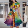 thumbnail image 2 of Abstract Geometric Art Women's Classic Swing Skater Dress Casual Work Party Cocktail Dresses, 2 of 6