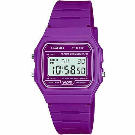 Casio Unisex Digital 12/24 Hour 7-Year Battery Life Pink Resin Watch F91WC-4A