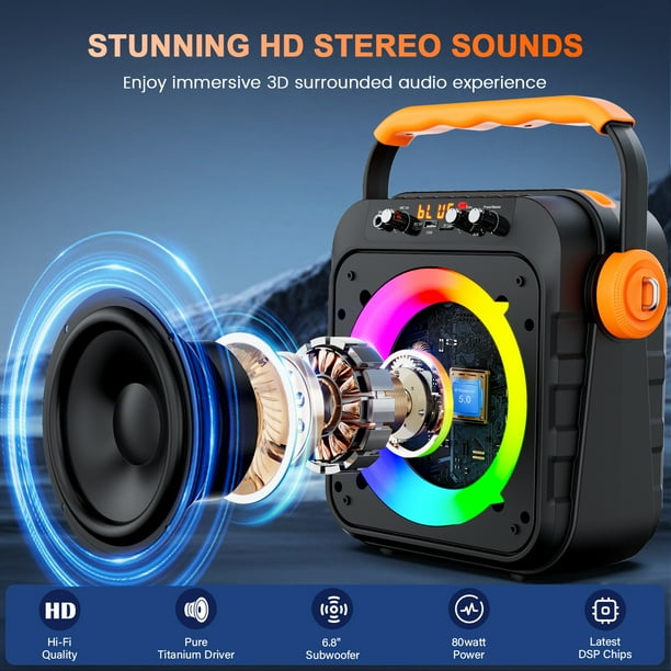 JYX Karaoke Machine with 2 Microphones, Portable Bluetooth Speaker