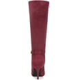 thumbnail image 5 of BLISSFUL STEP Women's Boots Knee High Faux Suede Pointy Toe Stiletto Heel Side Zipper Buckle Boots Burgundy 6, 5 of 8