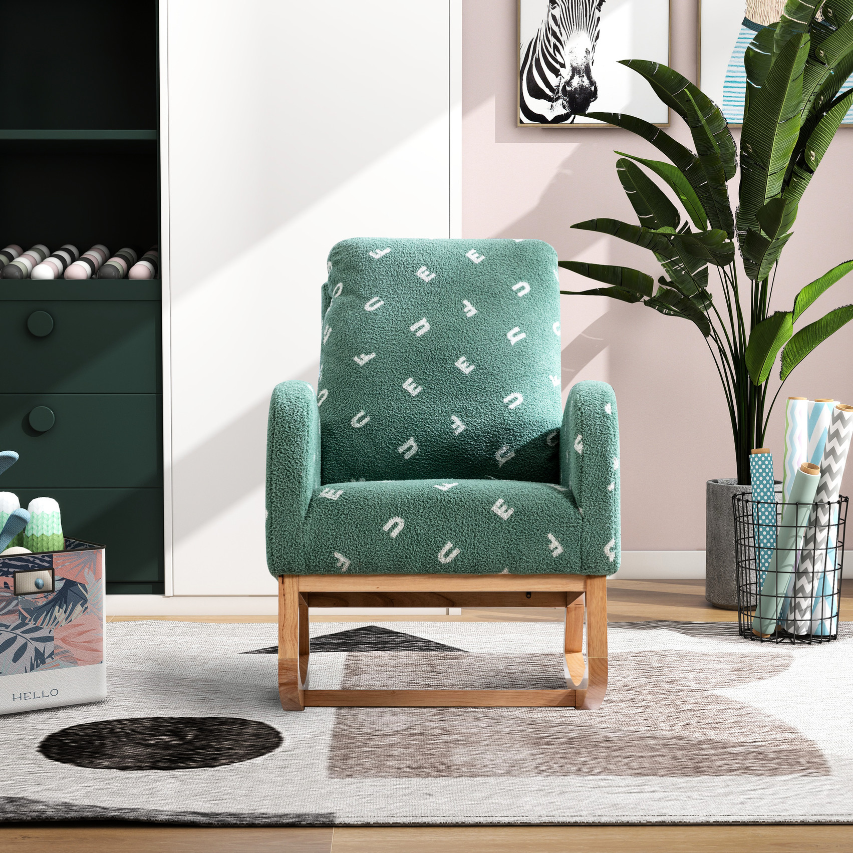 Rocking Chair with Side Pocket / Ideal for Reading in Nursery