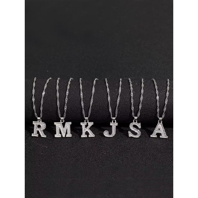 Collar con colgante de letra mayúscula en inglés, collar dorado, estilo cubano, 26 unidades