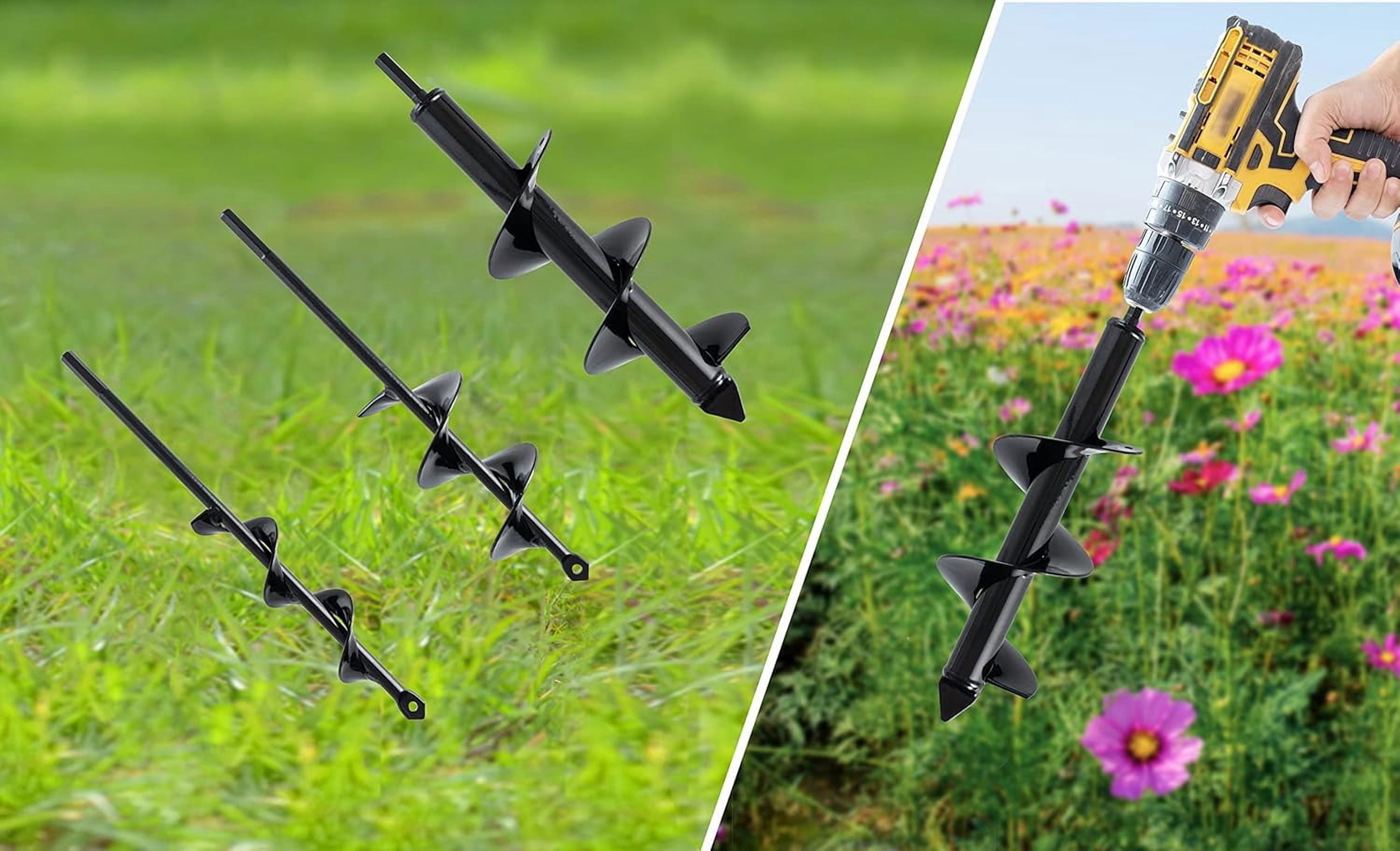 VASGOR Set 3 (1.6x16", 2.6x16", 3.5x16") Auger Drill Bit for Planting - Easy Planter Garden Auger - Bulb & Bedding Plant Augers - Posthole Digger for 3/8” Hex Drive Drill