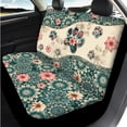 thumbnail image 3 of Binienty Boho Floral Dog Paw Automotive Seat Covers with Matching Universal Steering Wheel Cover Car Console Armrest Cushion Seat Belt Pads Headrest Covers Automotive Interior Decor Set, 3 of 7