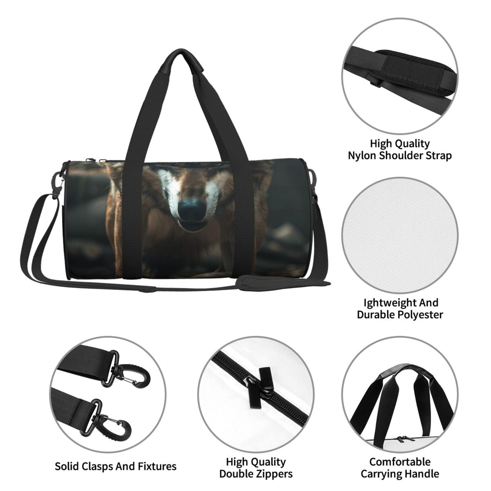 Vsdgher Wolf With Basketball 45L Foldable Duffel Bag, Sports Gym Bag,Overnight Bag, Portable Weekender Bag for Airplanes