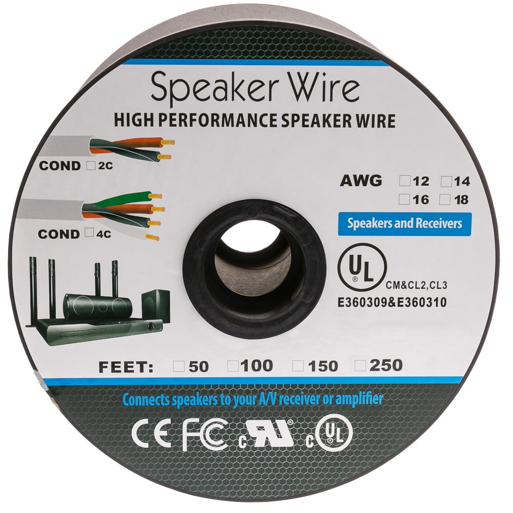 Plenum Speaker Cable, White, Pure Copper, 14/2 (14 AWG 2 Conductor), 19 Strand / 0.373mm, CMP, Spool, 1000 foot