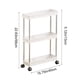 thumbnail image 3 of Carritos de almacenamiento compactos con tres estantes. Organizador multiusos para dormitorios. Estantería compacta para espacios reducidos. Estante de plástico de tres niveles., 3 of 6
