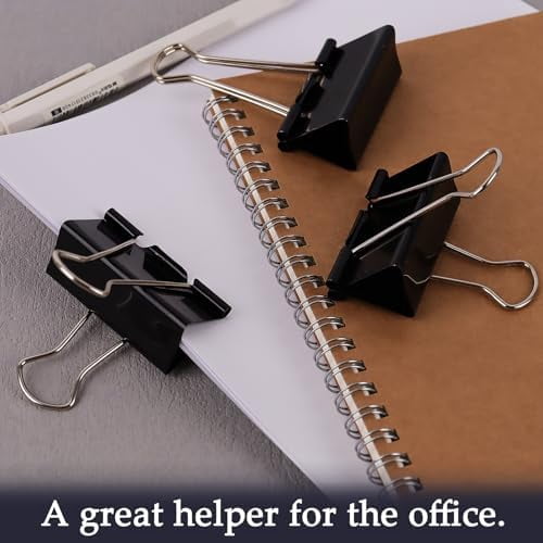 Tekola Extra Large Binder Clips (36 Pack) 2 Inch, Big Paper Clamps for Office Supplies, Black