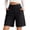 FG64_Black, variant on Women's Cotton Linen High Rise Elastic Waist Shorts with Pockets Solid Casual Knee Length Summer Beach Bermuda Shorts Coffee S