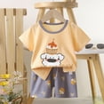 thumbnail image 2 of NOLDARES Baby Boy Shorts Set Summer Clothes Toddler Bear Embroidery Striped Short Sleeve Lapel T-shirt Shorts Outfit Blazer,5-6 Y, 2 of 4