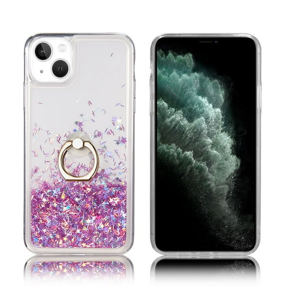 Bemz Waterfall (Liquid Glitter Stand Holder) Case Compatible with iPhone 14 Plus - Pink Purple