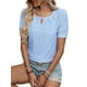 thumbnail image 1 of Blusas Casuales de Verano para Mujer, con Bordados Huecos, de Corta, Color Azul , Talla XL., 1 of 10