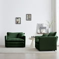 thumbnail image 5 of Accent Chair Set of 2, High-end Chenille Upholstered Armchairs, Living Room Side Chairs with Toss Pillow (Green), 5 of 9