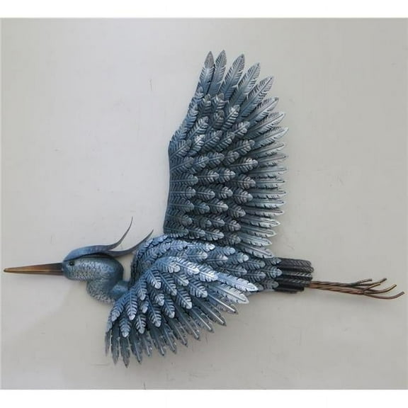 Metal Blue Heron in Flight Wall Decor