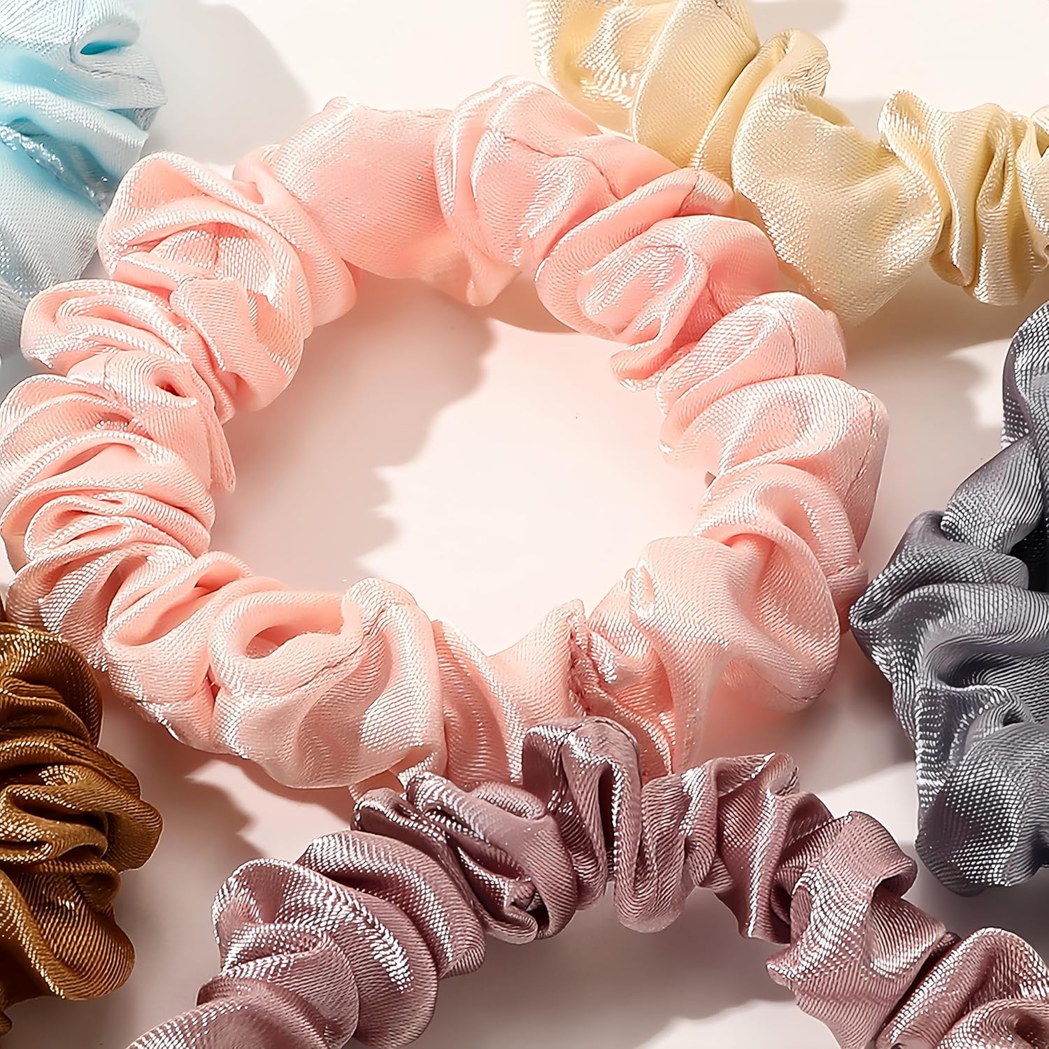 -25 pcs Scrunchies Silk Satin Hair Ties, Thin scrunchies for women, satin scrunchies bulk, hair ties no damage, Hair Accessories Gift for Women and Girls (Multi colored 1)