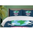 thumbnail image 4 of Ambesonne Earth Day Duvet Cover Set, Smiling Globe on Stars, 2-Calking, Night Blue and Multicolor, 4 of 7