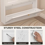 Marcree Metal Shoe Cabinets with 2 Flip Drawers, Hidden Cabinet Organizer for Shoes, Entryway Table with Shoes Storage, Wall-Mounted Shoe Cabinet for Hallway, Bedroom, Doorway, White