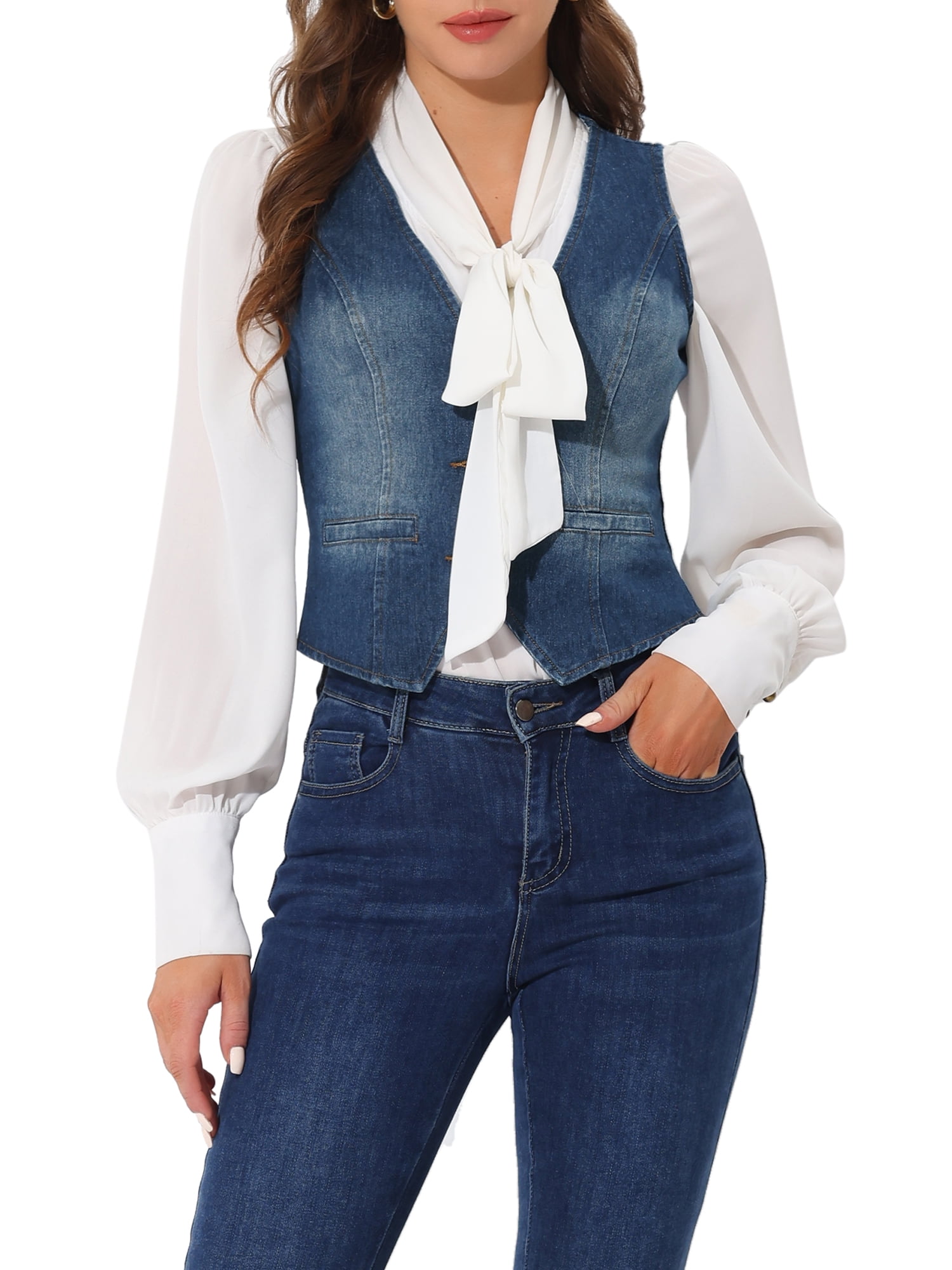 DARING DIVA Women's Sleeveless V Neck Casual Waistcoat Vest Jacket XL Dark Blue