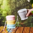thumbnail image 4 of Collapsible Silicone Cup - Food Grade Folding Water Cup with Stainless Rim and Lid - Portable Reusable Travel Cup for Camping Hiking Gym Office Business Trip - Blue, 4 of 8