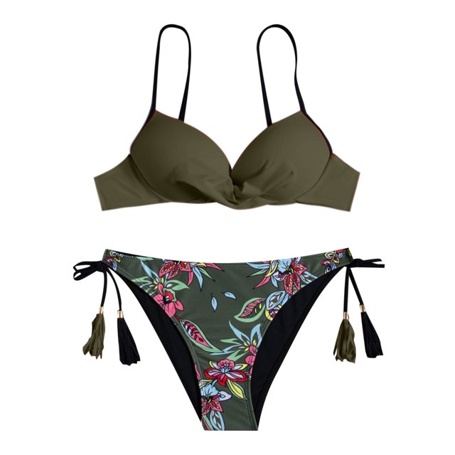 Traje de baño dividido de bikini sin espalda estampado con aro cómodo para mujer con almohadilla en el pecho OAVQHLG3B Store lin121212