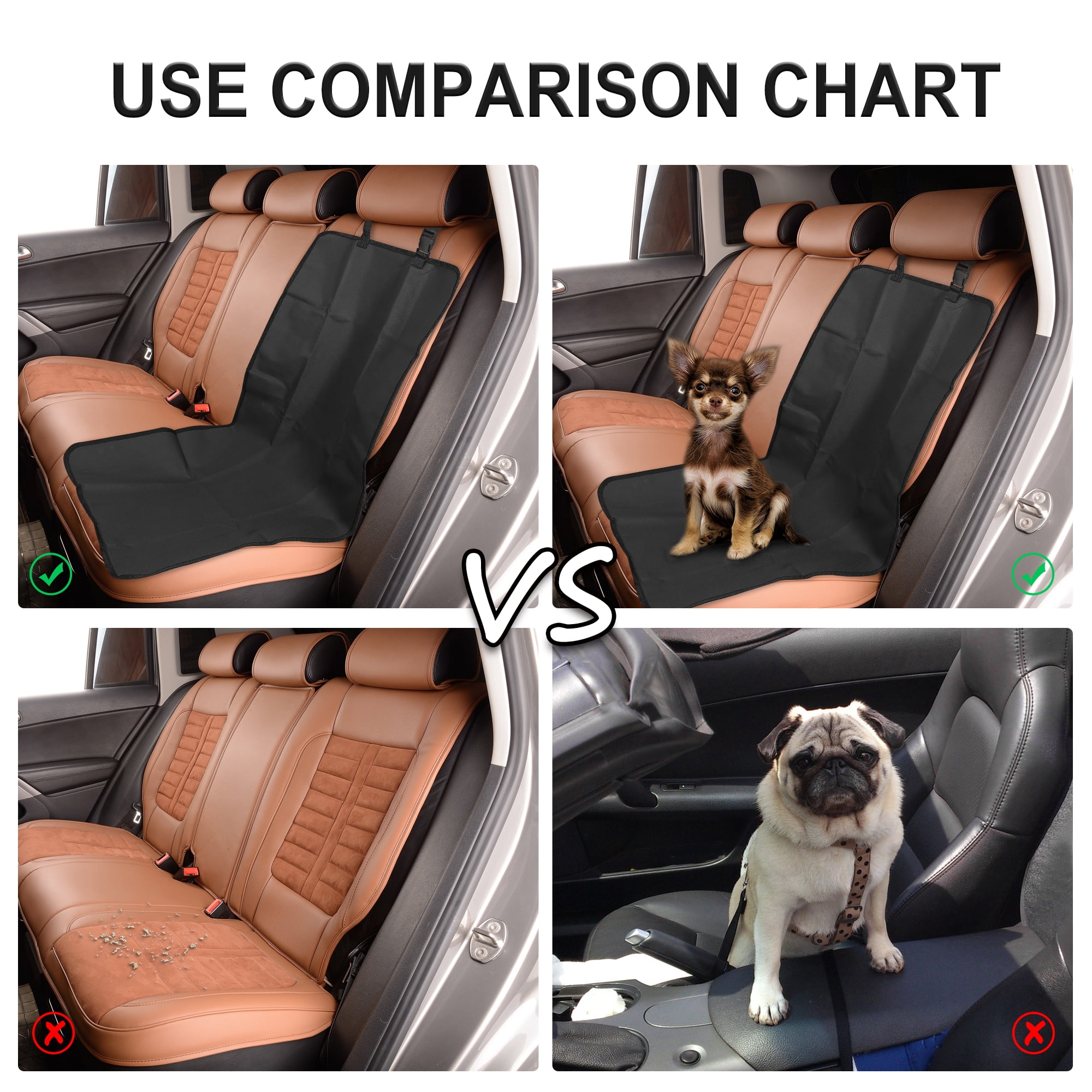 Unique Bargains Universal Car Front Pet Dog Back Seat Cover Protector Waterproof Black