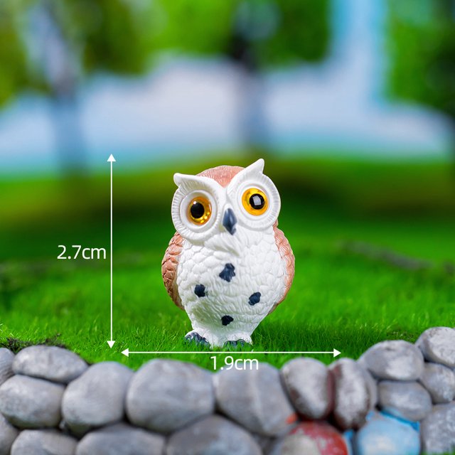 Micro paisaje lindo búho animal hecho a mano jardinería paisaje decoración accesorios escritorio pequeños adornos