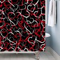 thumbnail image 3 of Valentine''s Day Shower Curtain, Romantic Red and White Heart Shower Curtain Set for Bathroom Waterproof Black Shower Curtain with Hooks, 72x72 Inch, 3 of 4
