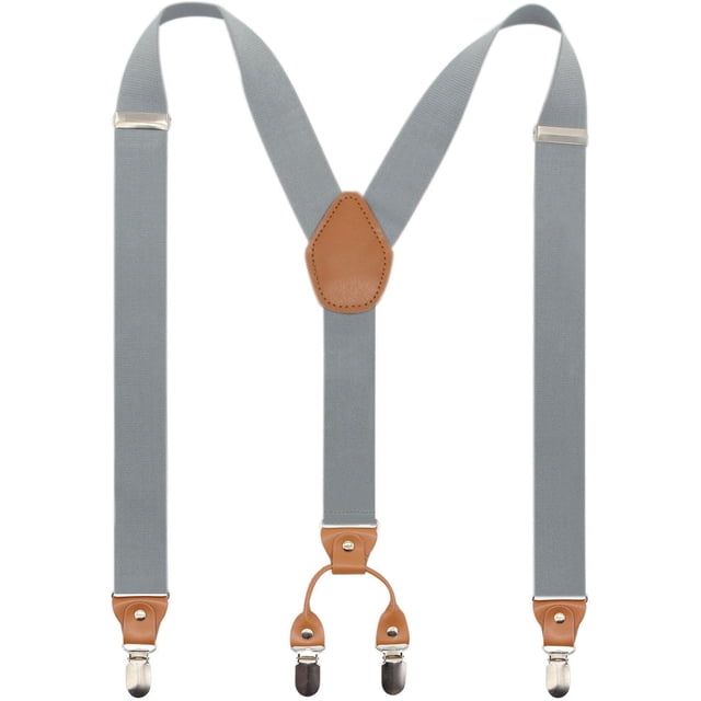 Timiot Men’s Y-Back 4 Metal Clip Elastic Wide Suspenders Perfect For Both Casual&Formal