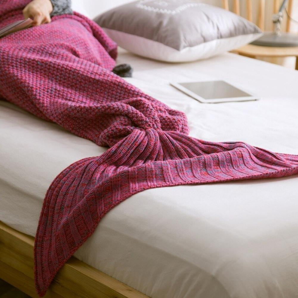 Mermaid Tail Blanket Knitted Yarn Handmade Crochet Mermaid Blanket Children Throw Bed Wrap Super Soft Sleeping Bed 1pcs Lot Walmartcom Walmartcom