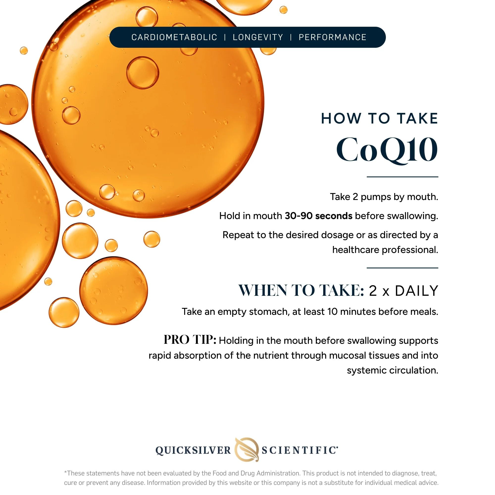 Quicksilver Scientific CoQ10 Nanoemulsion - Liposomal Coenzyme Q10 Cardiovascular Support & Cellular Energy Supplement - Fast Absorbing Liquid CoQ10 (1.7oz / 50ml)