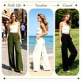 thumbnail image 2 of Women's Elastic Waist Loose Casual Pants, Solid Color Long Trousers with Pockets for Daily Home | TruBelle,Light Blue S, 2 of 9