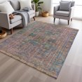 thumbnail image 6 of HomeRoots 625913 5 x 8 ft. Orange & Teal Blue Geometric Washable Transitional Indoor & Outdoor Rectangle Area Rug, 6 of 9