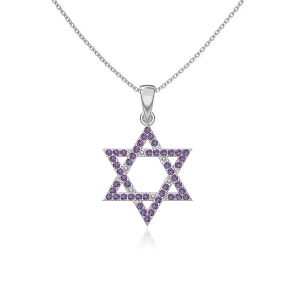 Natural Amethyst Star of David Pendant Necklaces for Women in Sterling Silver, February Birthstone Jewelry Gifts for Her Birthday, Wedding Anniversary, Graduation, Christmas, Mothers Day, Valentines